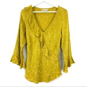 Bryn Walker Ruffle 3/4 Sleeve V-Neck Top